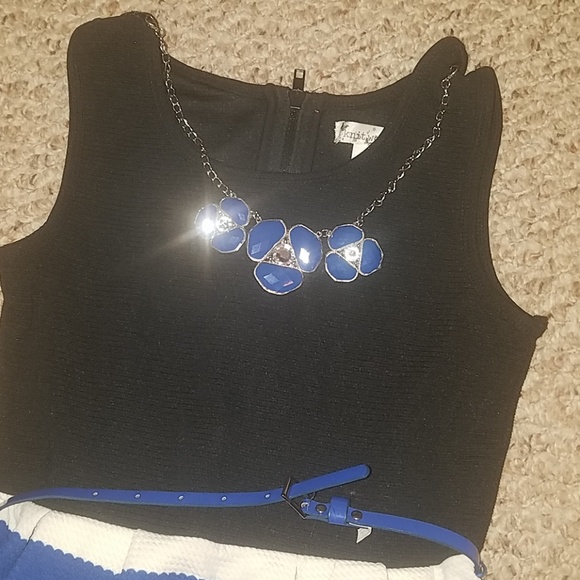 Gorgeous black, blue and white dress - Picture 2 of 2